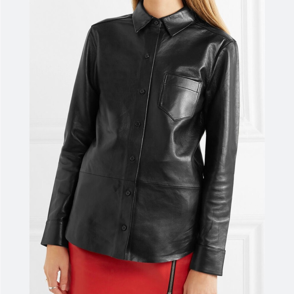 EQUIPMENT Brett Leather Shirt in
Black